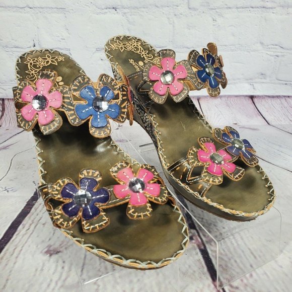 Spring Step Shoes - Spring Step Women's Size 9 Deandrea Leather Wedge Sandals